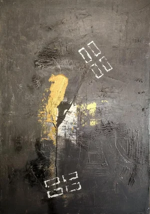 "An acrylic painting titled 'The Remarkable Tale of Viscount Thistlewhack's Lost Waistcoat and the Golden Marmalade Incident of 1887,' depicting a chaotic Victorian breakfast scene with a frantic Viscount, a glowing spill of golden marmalade resembling the British Isles, and a mischievous pug wearing the Viscount’s waistcoat. Artwork by EbedesArt, stretched and ready to hang, size 62x85cm."